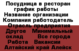 Посудница в ресторан-график работы › Название организации ­ Компания-работодатель › Отрасль предприятия ­ Другое › Минимальный оклад ­ 1 - Все города Работа » Вакансии   . Алтайский край,Алейск г.